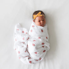 Load image into Gallery viewer, Lulujo Strawberry Swaddle Blanket
