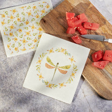 Load image into Gallery viewer, Dragonfly Garden Swedish Dishcloth, Set 2