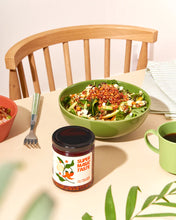 Load image into Gallery viewer, The salad transformer! Oil, vinegar, and Chili Crisp turn what-do-we-have-in-the-fridge salads into oh-wow-can-you-share-the-recipe-with-me salads.