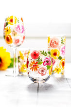 Load image into Gallery viewer, Bold Floral Wine Glass
