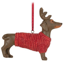 Load image into Gallery viewer, Festive Dress Dachshund Ornament