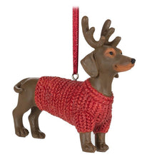 Load image into Gallery viewer, Festive Dress Dachshund Ornament