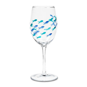 Fish School Wine Glass