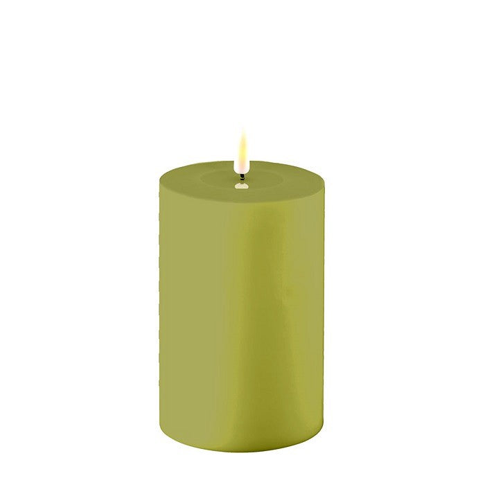 Olive Green LED Outdoor Candle, 4 x6