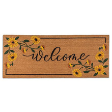 Load image into Gallery viewer, Long Welcome Doormat with Sunflowers