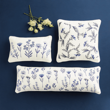 Load image into Gallery viewer, Blue Floral Lumbar Cushion