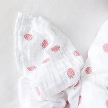 Load image into Gallery viewer, Lulujo Strawberry Swaddle Blanket