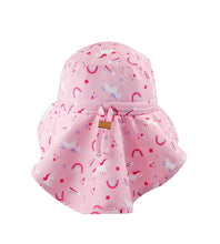 Load image into Gallery viewer, Kids UPF50+ Patterned Sun Hat with Neck Cape - Unicorn
