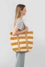 Load image into Gallery viewer, Beach Stripe Basket Tote, Sunflower Yellow