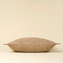 Load image into Gallery viewer, Block Print Check Pillow, Brown, 16x24"