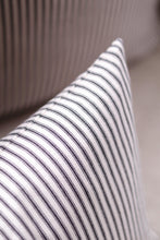Load image into Gallery viewer, Black Ticking Lumbar Cushion, 21x12"