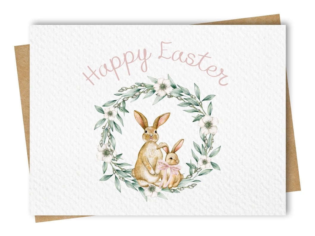 Bunny Foliage Wreath Easter Card