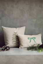 Load image into Gallery viewer, Velvet Bow Cushion, Green, 21x12"
