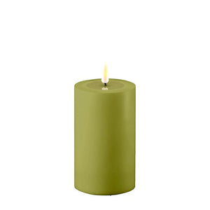 Olive Green LED Outdoor Candle, 3 x 5"