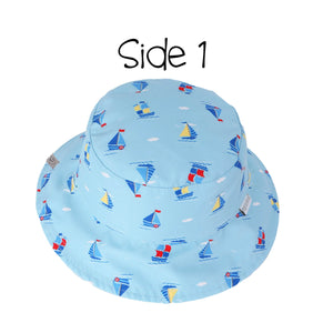 Kids UPF50+ Patterned Sun Hat - Sailboat/Submarine