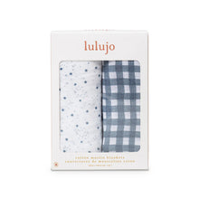 Load image into Gallery viewer, Lulujo Cotton Muslin Swaddle Blankets 2 pack Stars + Gingham