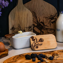 Load image into Gallery viewer, Thistle Trio White Butter Dish