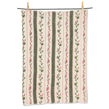 Load image into Gallery viewer, Holly Berry Stripes Waffle Kitchen Towel