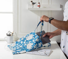 Load image into Gallery viewer, Simple Floral Tote, Ivory on Royal