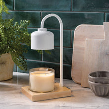 Load image into Gallery viewer, White & Wood Arched Candle Warmer Lamp