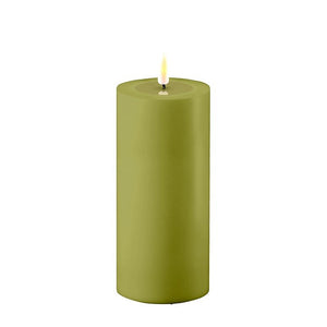 Olive Green LED Outdoor Candle, 3x6"