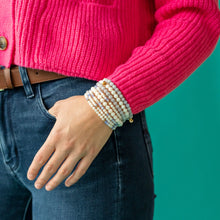 Load image into Gallery viewer, Morse Code Bracelet | FRIENDSHIP, Mother of Pearl & Blue Lace Agate