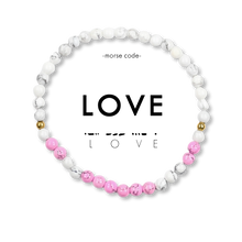 Load image into Gallery viewer, Morse Code Bracelet | LOVE, Magenta Howlite + Howlite