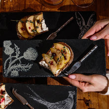 Load image into Gallery viewer, Thistle Trio Single Mini Slate Cheese Board & Knife Set