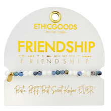 Load image into Gallery viewer, Morse Code Bracelet | FRIENDSHIP, Mother of Pearl & Blue Lace Agate