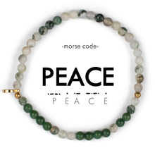 Load image into Gallery viewer, Morse Code Bracelet | PEACE, Tree Jasper & Green