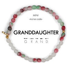 Load image into Gallery viewer, MINI Morse Code Bracelet | Granddaughter, Watermelon Jade & Cloudy Glass Quartz