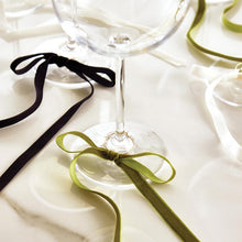 Load image into Gallery viewer, Velvet Bow Wine Charms - Green - Set of 6