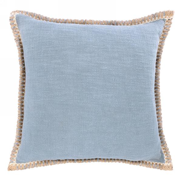 Blue Jute Trimmed Cushion