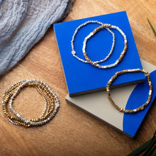 Load image into Gallery viewer, Mini Metal Stacking Bracelet, Geometric Beads- Gold