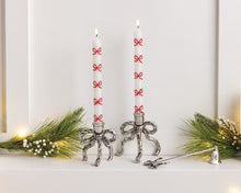 Load image into Gallery viewer, Silver Bowed Candle Holders