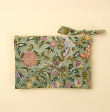 Load image into Gallery viewer, Green Block Print Pouch