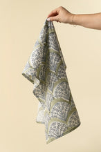 Load image into Gallery viewer, Sakura Block Print Tea Towel, Green