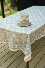 Load image into Gallery viewer, Sakura Block Print Tablecloth, Green