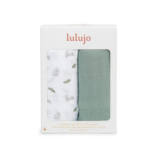 Load image into Gallery viewer, Lulujo Bunny & Fern Cotton Muslin Swaddle 2 Pack