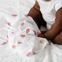 Load image into Gallery viewer, Lulujo Strawberry Swaddle Blanket