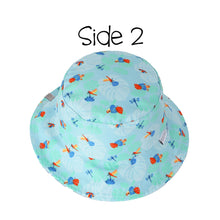 Load image into Gallery viewer, Kids UPF50+ Patterned Sun Hat - Blue Chameleon/Tropical
