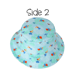 Kids UPF50+ Patterned Sun Hat - Blue Chameleon/Tropical