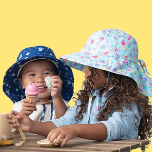 Kids UPF50+ Patterned Sun Hat with Neck Cape - Octopus