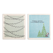 Load image into Gallery viewer, Winnie The Pooh Holiday Biodegradable Dish Cloths Set of 2 - Brighter With You