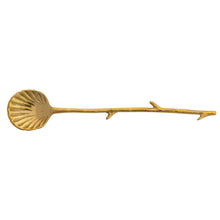 Load image into Gallery viewer, Brass Shell Shaped Spoon, Twig Handle