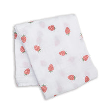 Load image into Gallery viewer, Lulujo Strawberry Swaddle Blanket