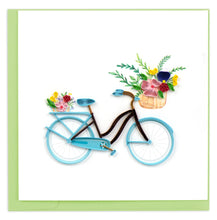 Load image into Gallery viewer, Bicycle & Flower Basket Quilling Card