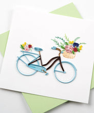 Load image into Gallery viewer, Bicycle & Flower Basket Quilling Card