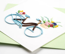 Load image into Gallery viewer, Bicycle & Flower Basket Quilling Card