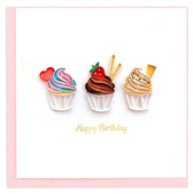 Load image into Gallery viewer, Cupcake Trio Birthday Quilling Card